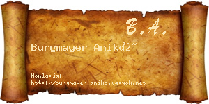 Burgmayer Anikó névjegykártya